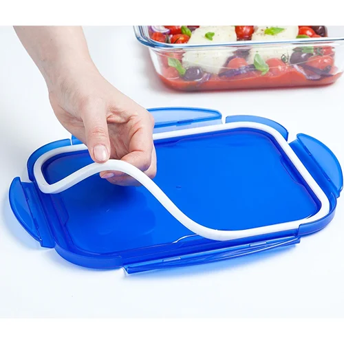 ظرف مربع21*21نگهدارنده ، ساخت کشور فرانسه، درب ضد نشستی BPA ، قابلیت نوشتن و پاک شدن روی درب ، قابل استفاده روی وارمر و فرگاز و فریزر.