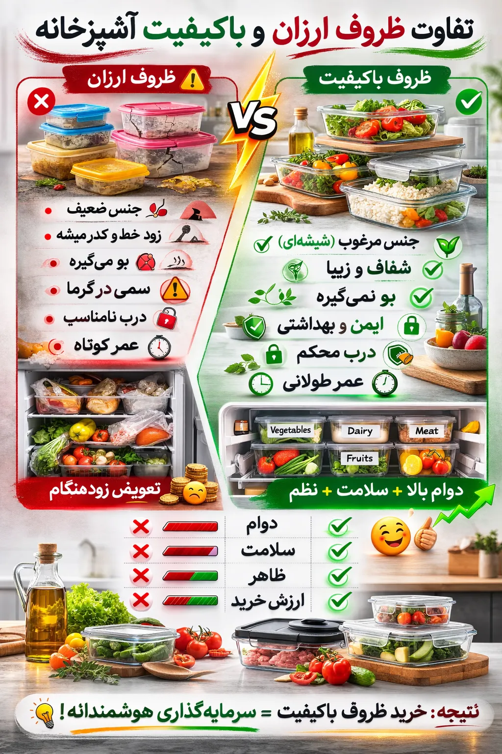 تفاوت ظروف ارزان و باکیفیت آشپزخانه