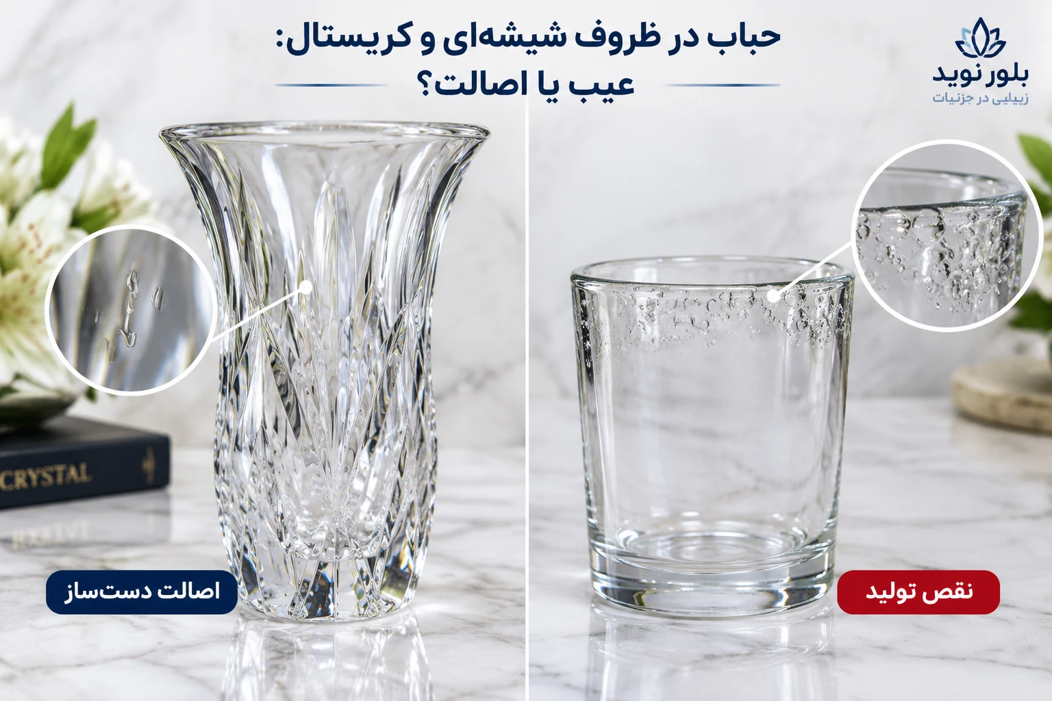 حباب در ظروف شیشه‌ای